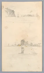 Two Sketches of Sailboats Sailing