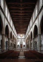 Interior view of the Basilica Santa Croce projected by Arnolfo di Cambio, 1294, Florence, Italy