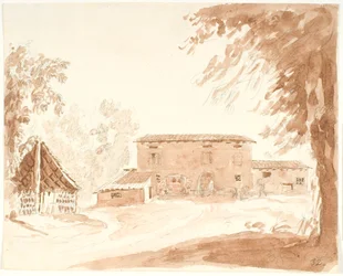 Farm Buildings in a Landscape with Cart, Animals and People