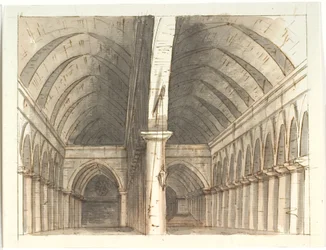 Interior of the Lower Floor of a Church (?) with Columns and Vaults