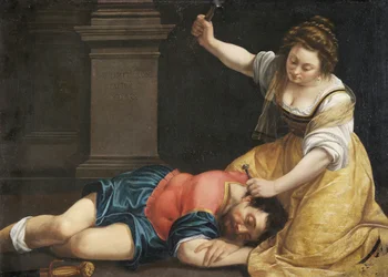 Jael Killing Sisera - Jael and Sisera by Artemisia Gentileschi (1598-1653), c. 1620 - 86 x 125 - Szépművészeti Múzeum, Budapest