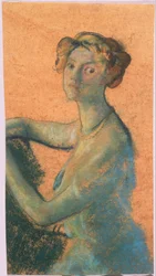 Woman with Orange Background from A.B. Davies book, edition -25, 50