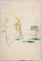 Landscape with Three Single Trees from A.B. Davies Book, Edition 33, 50