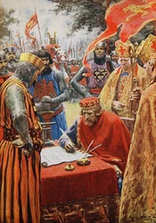 King John Signing the Magna Carta Reluctantly