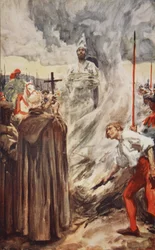 The burning of John Huss on July 6th 1415, illustration from 