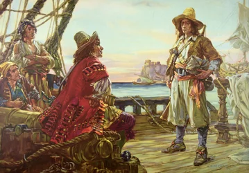 Recruiting for a pirate ship in the 17th Century