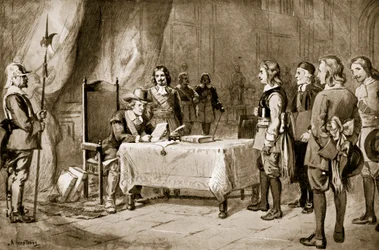 Swiss envoys before Cromwell, illustration from 