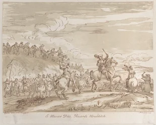 Cavalry Advancing to the Charge, with a Central Figure on Horseback Raising a Sword