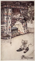 A Curtain-Lecture is Worth All the Sermons in the World for Teaching the Virtues of Patience and Long-Suffering, from Rip Van Winkle by Washington Irving, pub. 1910