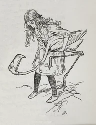Alice Playing Croquet with a Flamingo