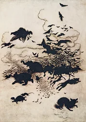 At the third sting the Fox screamed and down went his tail between his legs