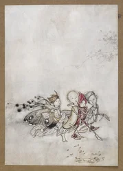 Enter Peaceblossom, Cobweb, Moth and Mustardseed. A scene from 