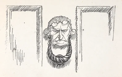 Front door knocker with the face of Scrooge
