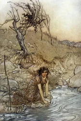 Hermia: Illustration by Arthur Rackham for The Dream of a Summer Night by William Shakespeare