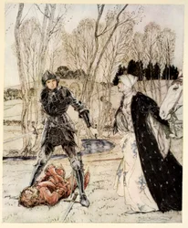 How Beaumains Defeated the Red Knight, illustration from 