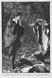 Illustration from Jorinda and Joringel of Zachiel and the Old Woman.