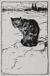 Illustration of a cat from The Bremen Town Musicians