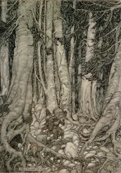 In the Forest with a Barrel from Rip Van Winkle written by Washington Irving