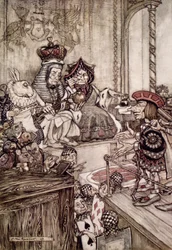Knave Before the King and Queen of Hearts, Illustration to 