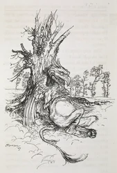 The Gryphon Sitting Against a Tree