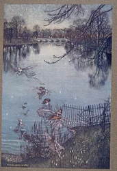 The Serpentine is a lovely lake, and there is a drowned forest at the bottom of it. If you peer over the edge you can see the trees all growing upside down, from Peter Pan in Kensington Gardens by J.M. Barrie, pub. 1906