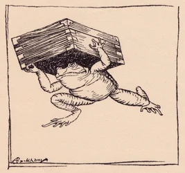 The little one went and brought the box. Illustration by Arthur Rackham from Grimm