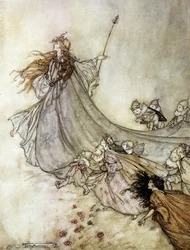 Titania the queen of fairies. Illustration by Arthur Rackham for A Midsummer Night