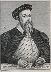 Maurice of Saxony (1521-1553). Duke (1541-47) and later Elector (1547-53) of Saxony. Protestant from 1539. Portrait based on a painting by Lucas Cranach (engraving)