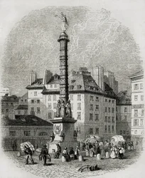 Paris. Water Sellers in Front of the Fountain of Place Chatelet. Engraving