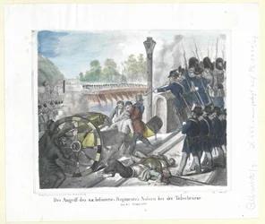 The Attack of the K. K. Infantry Regiment Nassau at the Tabor Bridge on 6th October 1848