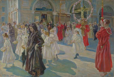 Procession of Corpus Christi in Piazza Grande in Trieste, 1908