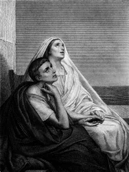 Saint Monique with Saint Augustine - Frontispiece of the History of Saint Monique by Abbe Bougaud, Librairie Poussielgue 1866