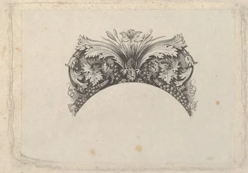 Arched Framing Element for Banknote, with Acanthus and Vine Leaves, Lily and Grapes