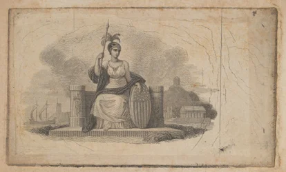 Banknote Vignette with Female Figure Representing America