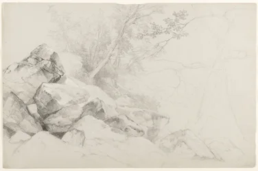 Study of Rocks with Trees, Hague, Lake George, New York