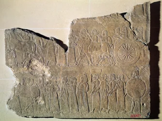 Fragment of a relief depicting a procession of war prisoners, from the Palace of Assurbanipal in Nineveh