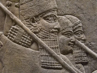 King Ashurnasirpal II during a royal lion hunt
