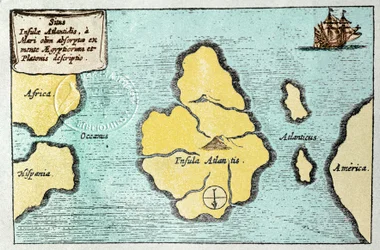 Map of the legendary island of Atlantis - from the Mundus Subterraneus of Athanasius Kircher