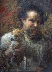Attilio Andreoli Self-portrait with Dog