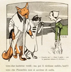 Pinocchio Meets Cat and Fox