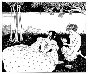 Pan Reading to a Woman by a Brook