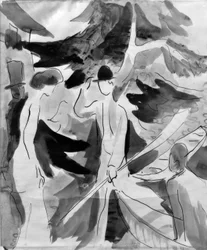 People on the Street by the Water