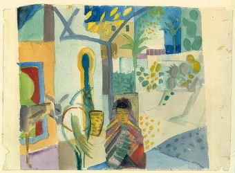 Girl with Horse and Donkey. 1914
