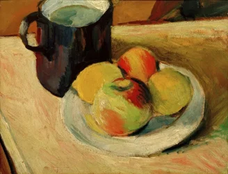 Milk Jug and Apples on Plate