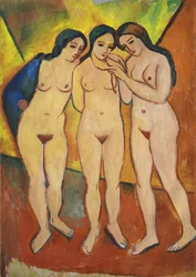 Three Nudes, Orange and Red