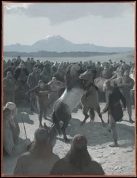 The Horse-Fight at Hlíðarendi. Illustration for Njal’s Saga, ch. 59