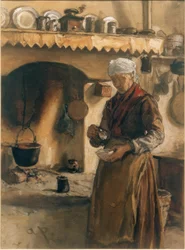 Italian Peasant Woman by the Hearth