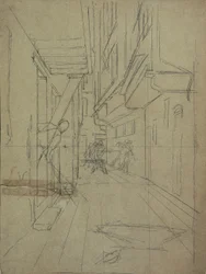 Perspective Sketch for "Street Fight in a Venetian Alley"