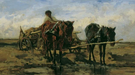 Hungarian Peasant Cart by the Water