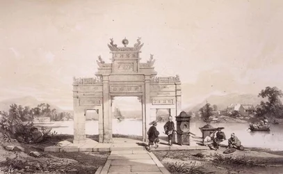 Triumphal Arch on the Macao-Canton Canal, plate 19 from 